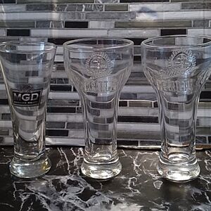 3 Miller Genuine Draft beer glasses